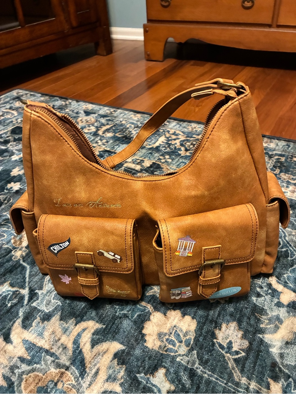 Gilmore girls leather  Shoulder Bag with Front Pockets